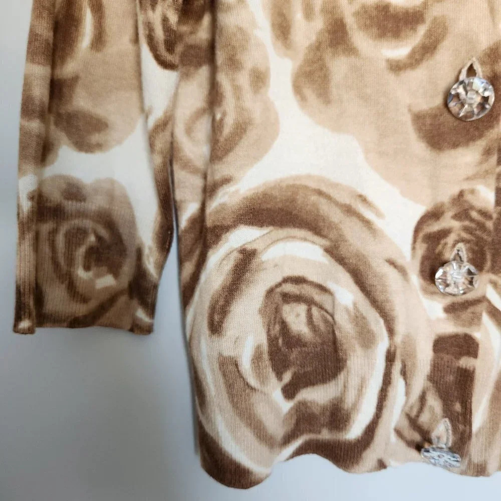 Chaus 'Rose' Silk Angora Acrylic Button Front Cardigan Size M - Picture 5 of 8